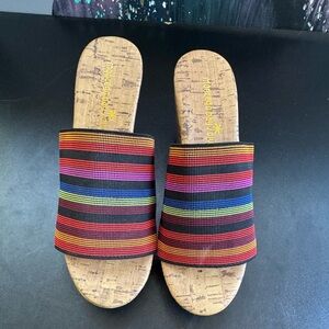Corkys Multicolor Striped Slide Sandals